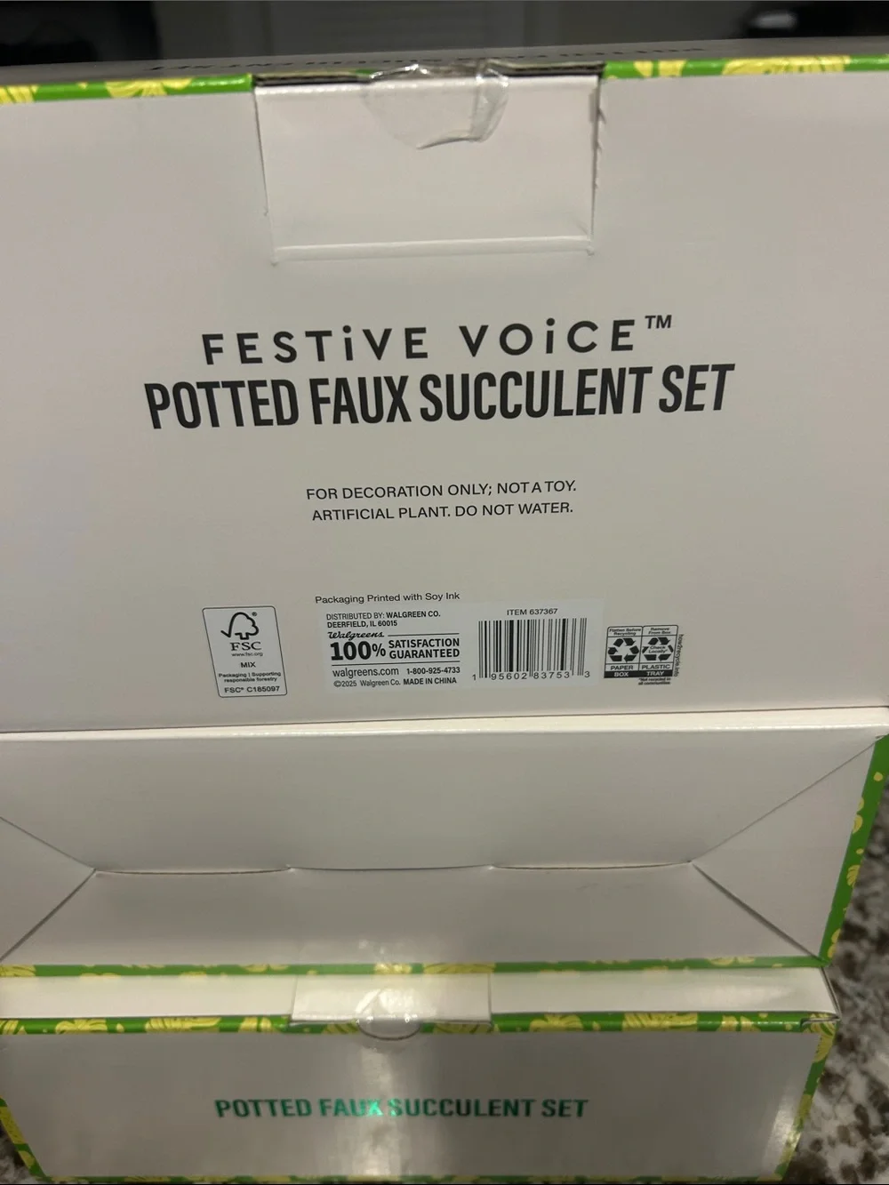 FESTIVE VOICE POTTED FAUX SUCCULENT SET LOT OF 3 NWY